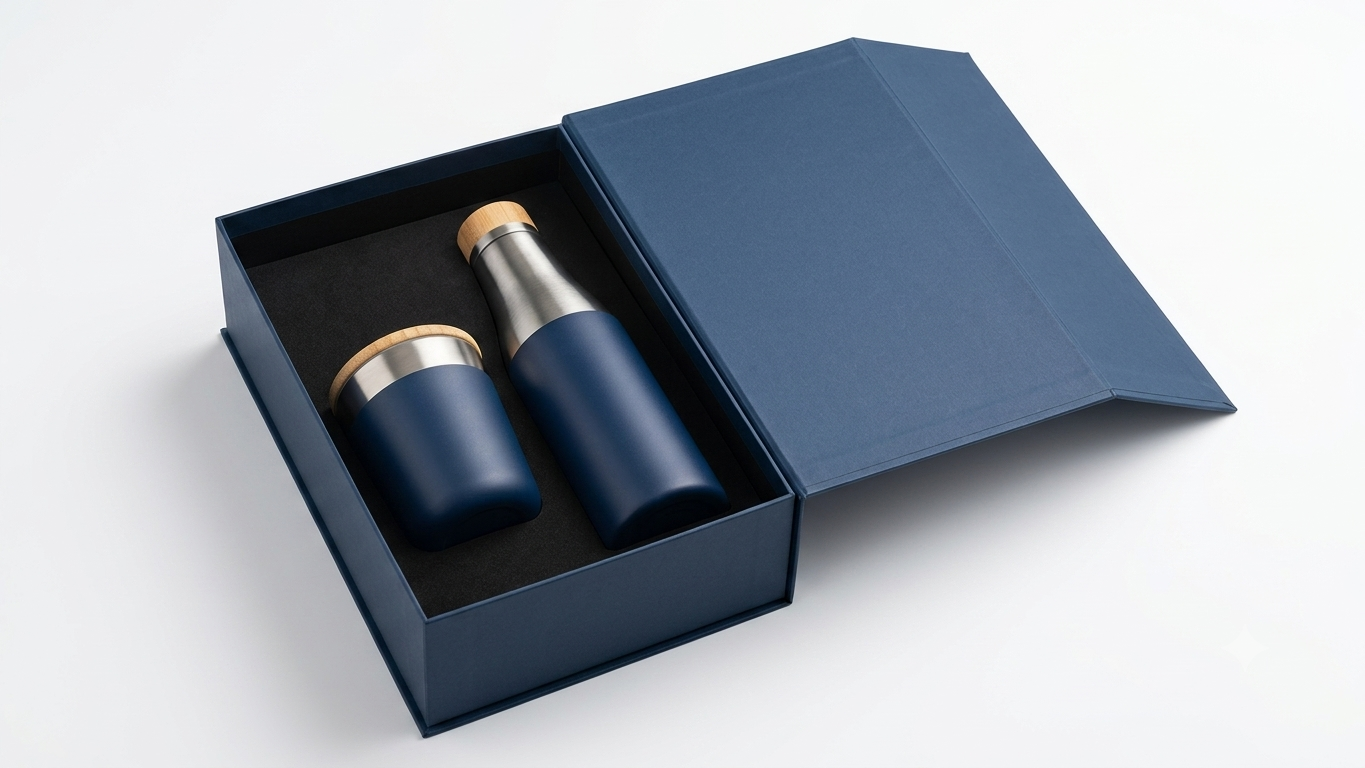ELARA - Navy Blue Bottle Tumbler Gift Set